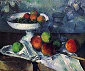 Сезанн Натюрморт Ваза, стакан и яблоки 1880г